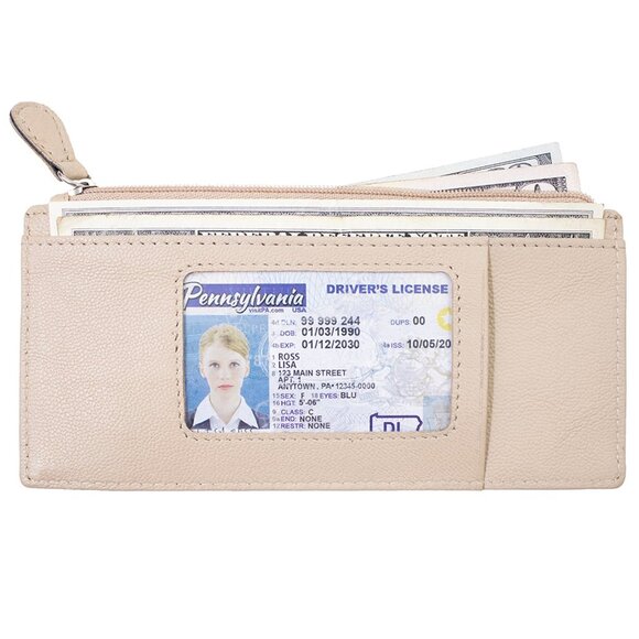 Women Leather Slim Card Wallet - Picture 2 of 7